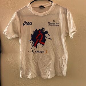 Vintage 90s Rome marathon Asics graphic tee shirt m